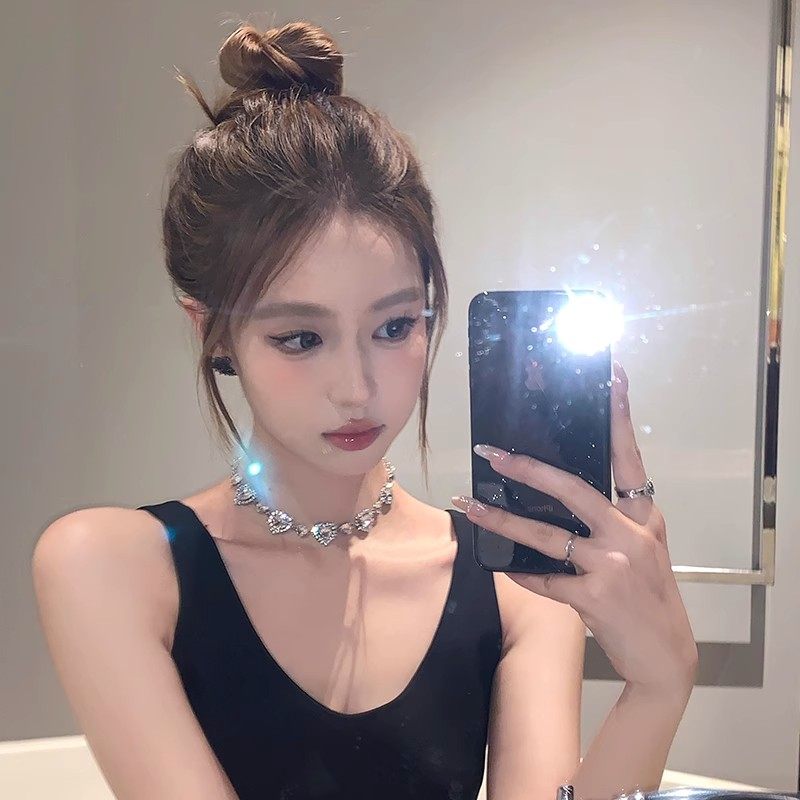 千金派对~爱心闪钻项链高级感生日晚礼服锁骨颈链配饰