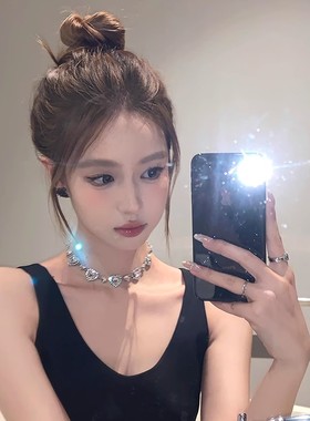 千金派对~爱心闪钻项链高级感生日晚礼服锁骨颈链配饰