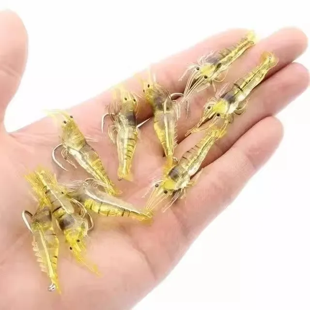 路亚仿真小草虾夜光带钩虾翘嘴鲈鱼通杀海钓淡水假饵软饵不易挂底