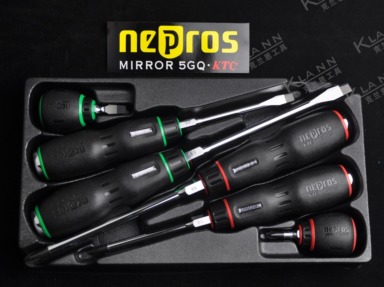 日本KTC 高端品牌NEPROS螺丝刀6件组套穿心杆可敲击树脂柄 NTD106