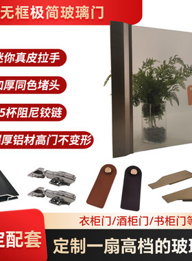 三边无框35杯普通铰链极简玻璃门