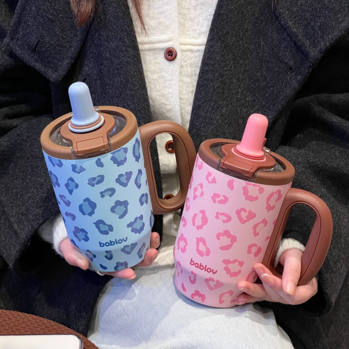 bablov保温杯女生新款吸管水杯高颜值陶瓷覆膜内胆办公室咖啡杯子