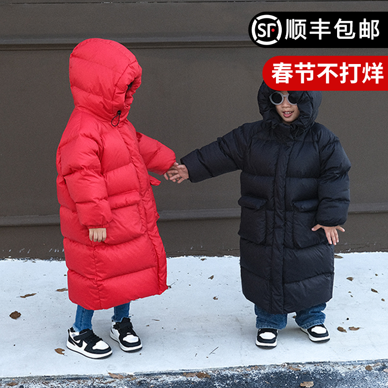 巨厚90国标白鸭绒男童女童加厚保暖长款羽绒服宝宝软糯免洗羽绒袄