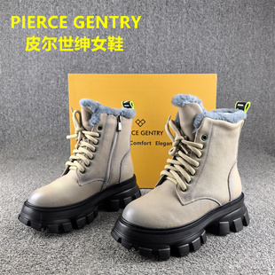 35码处理皮尔世绅真皮马丁靴女头层牛皮冬季短筒真皮加绒棉鞋子女