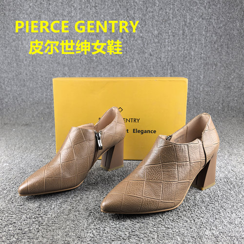 正品撤柜处理皮尔世绅真皮女鞋春秋款尖头高跟深口头层牛皮单鞋女