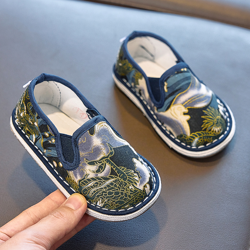 姿多尼儿童手工布鞋1-7岁2老北京千层底男女宝宝龙腾软底春秋亲子