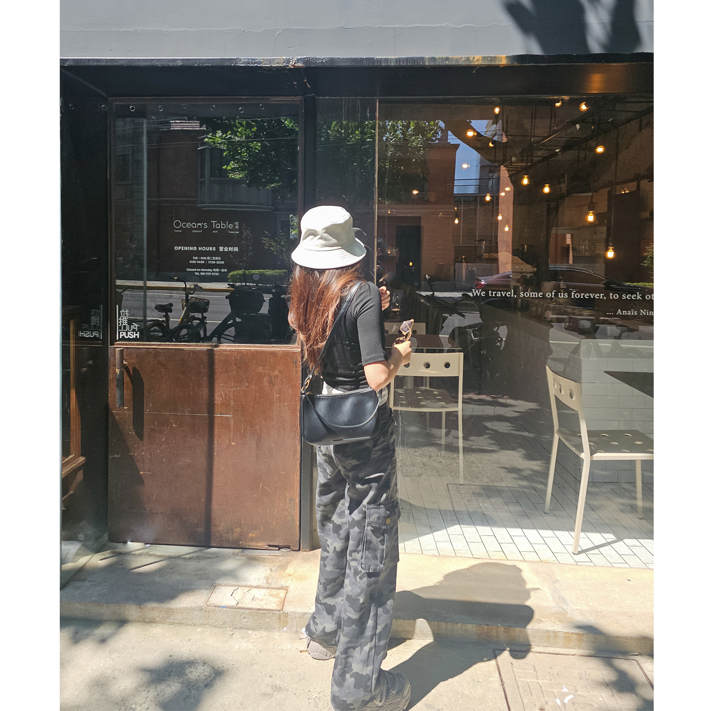 小个子美式工装直筒迷彩牛仔裤女