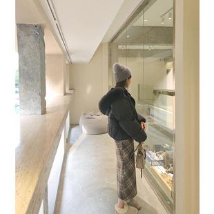 复古高腰格子半身裙2024年秋冬新款学院风格纹包臀a字裙毛呢短裙