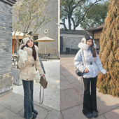 复古美式 弹力显瘦马蹄拖地长裤 高腰纳米灰微喇叭牛仔裤 女2025冬季