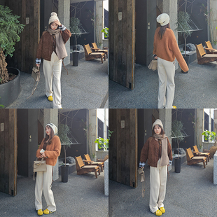 小个子休闲裤长裤秋冬2025加绒羊毛糯米裤直筒阔腿裤女垂感裤子