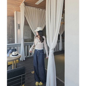 MISS158小个子丹宁色天丝窄版 拖地直筒裤 阔腿牛仔裤 女2025年春季