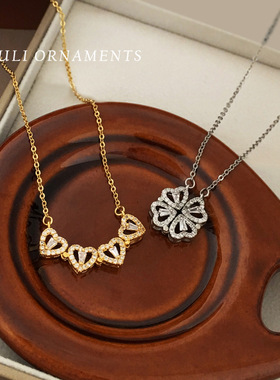 轻奢感爱心花朵项链小众夏季新款多戴设计颈链简约锁骨链2440