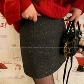 Baby61 银月流光 节日氛围优雅百搭羊毛亮片半裙