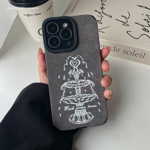 心想事成 原创ins简约许愿成真手机壳适用苹果17pro防摔贴皮软壳16华为pura80mate70小米17promax红米note14