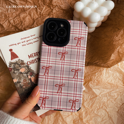 原创ins风简约格子手机壳新年