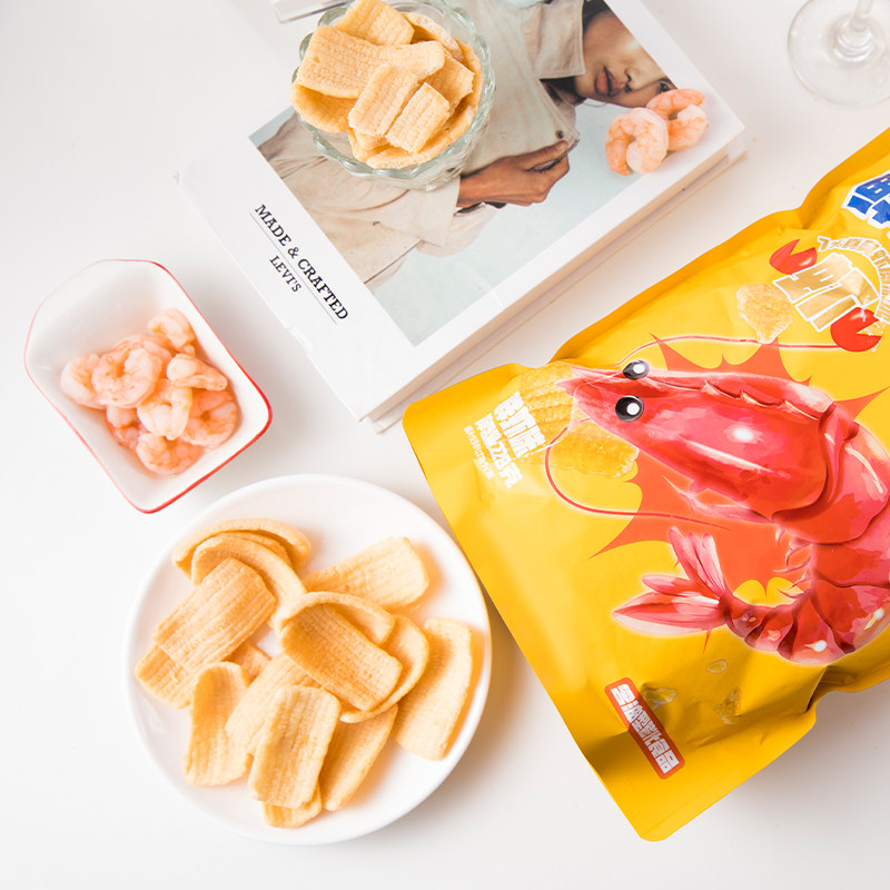 csboy零食店 鲜虾脆片虾片228克超大袋儿时味道零食