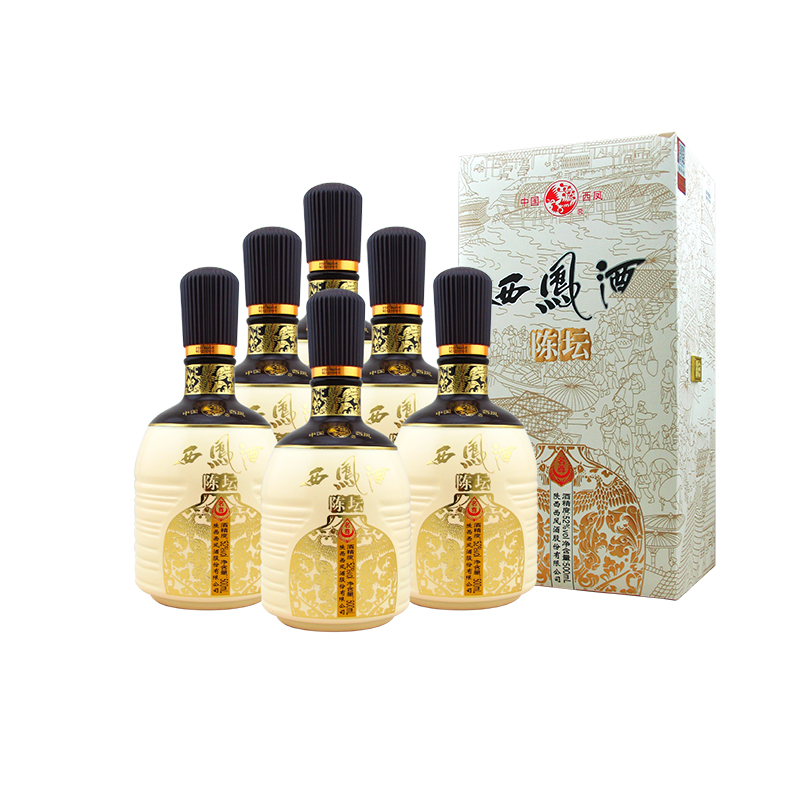 52度陈坛名尊西凤酒500ml*6瓶西凤陈坛名尊西凤酒送礼凤香型白酒