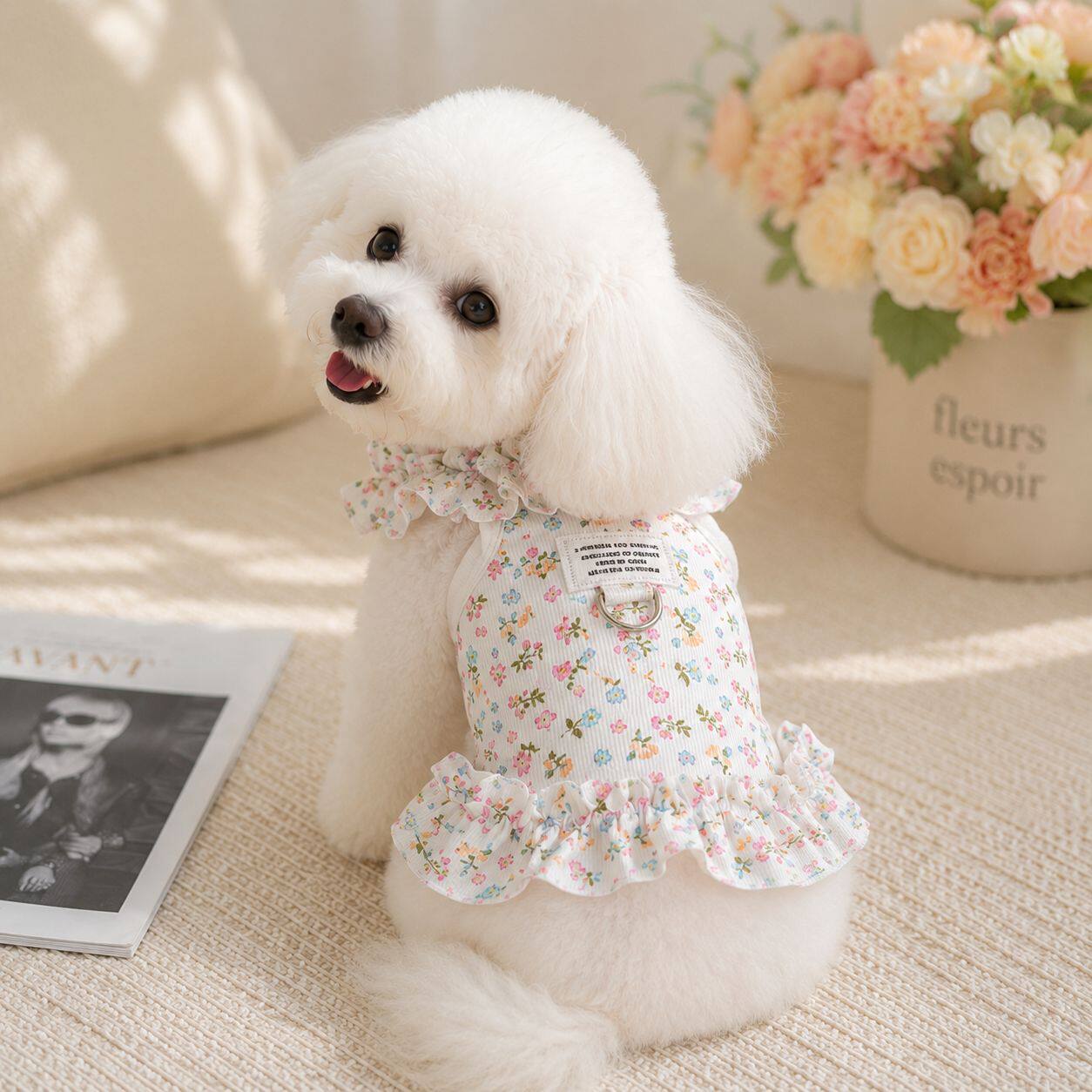 泰迪碎花裙宠物衣服小型幼犬比熊狗宠物服装/雨衣