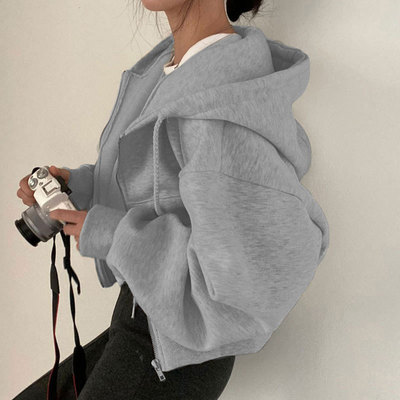 Women's Hoodie 2024 Women's Loose Long Sleeve Zipper Pocket