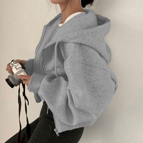 Women's Hoodie 2024 Women's Loose Long Sleeve Zipper Pocket