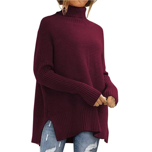 High llar Women's Lazy Style Bat Sleeves Loose And Fashionab