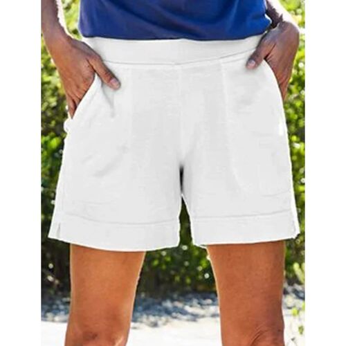Women’s 2026 Solid-color tton-linen Casual Shorts With Pock