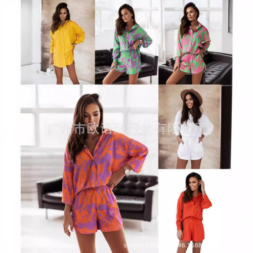 2025 Women's Multi-color Resort Style Casual Shorts Suit In