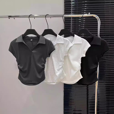 Designed Waist llar, Right Shoulder Short Sleeves, American