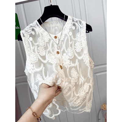 High-end Temperament Short V-neck Sleeveless Blouse Women's