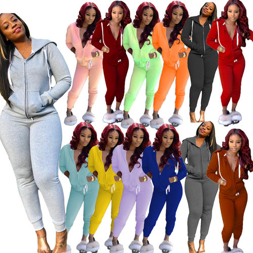 9628#2025 Women's Solid lor Sports Two-piece Suit