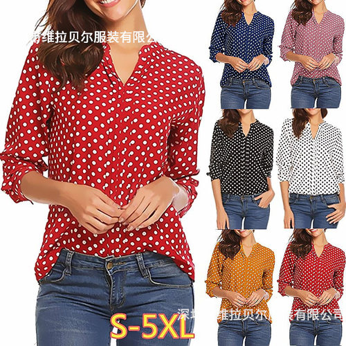 A Large Number Of Spot Large Size Shirt Polka Dot Printing V