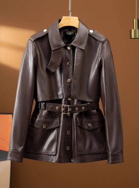 Large Size Sheep at Women's 25 llar Waistline Biker Jacket L
