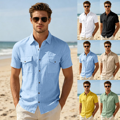 Hot Selling Men's Weiyi Linen Short Sleeve Men's Casual