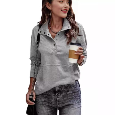 2026 Solid lor Pocket Design Button Fashion Sreet Women