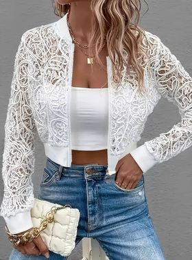 Wind Lace Short at Women's Thin Zipper Cardigan Slim, Fashio
