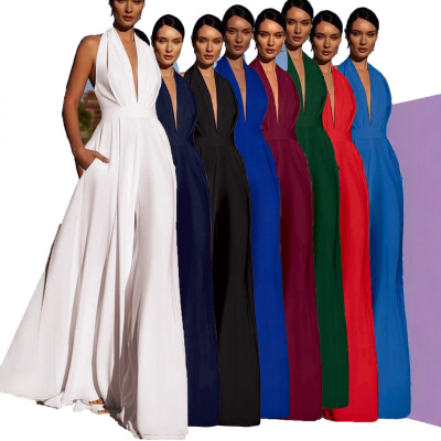 746w Women's Loose Dinner Party Wide Leg Pants Multi-color