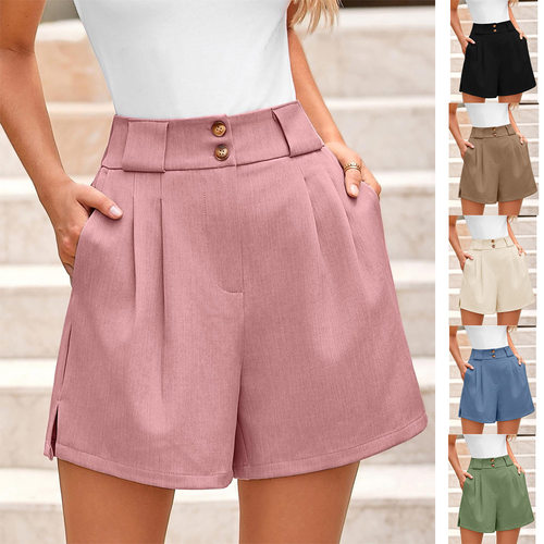 2026 High-waisted Fashionable Casual Shorts, Solid lor, mfor