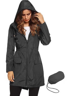 Women's Waterproof Lightweight Rain Jacket Outdoor Hooded Ra