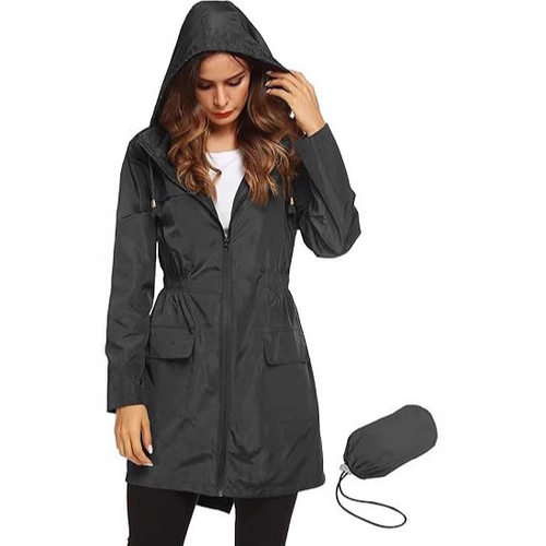 Women's Waterproof Lightweight Rain Jacket Outdoor Hooded Ra