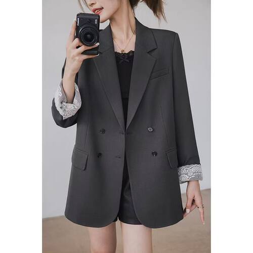 Grey Korean-style Loose Casual Jacket Women's 2026 Fashion D