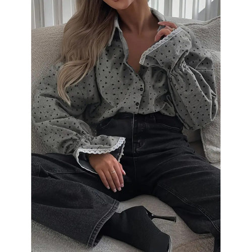 Fashion Trend Love Print Women's Single-breasted Cardigan Te