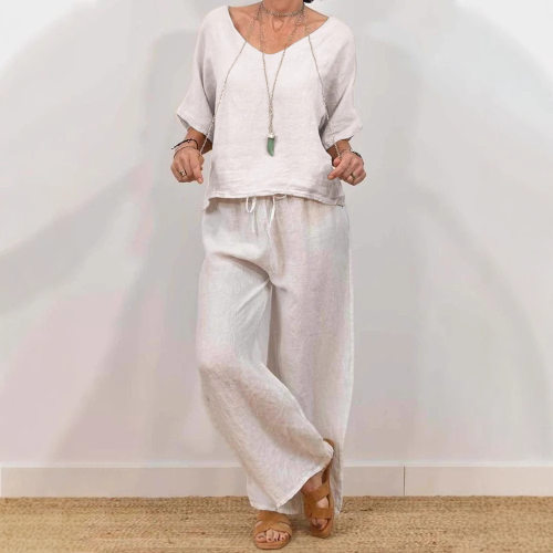 2025 Women's Casual V-neck Pullover Three-quarter Sleeves An