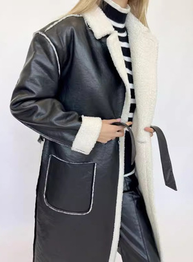 Women's Casual Leather Thickened Loose Fashion Lace Jacket F