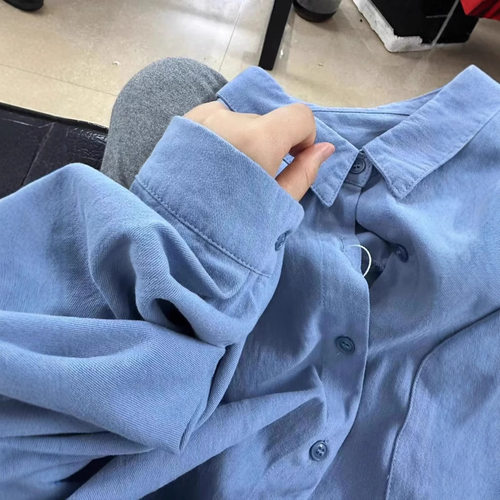 Blue Pure tton Women's Small Fresh Loose Versatile Slim mmut