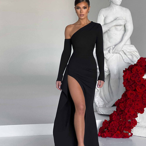 Sexy Off-shoulder Hip Irregular Slit Women's Dress