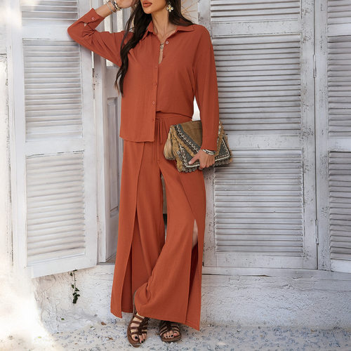 Di Yun 2026 Casual Holiday Style Solid lor Wide-leg Pants Wo