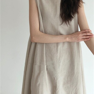 Spot Korean Chic Wind Loose Sleeveless Pumpkin lor Long tton