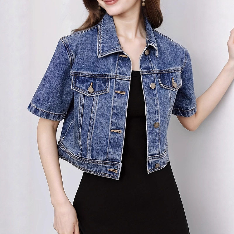 Short-sleeved Denim Jacket For Women 2026 Design Niche Loose图片