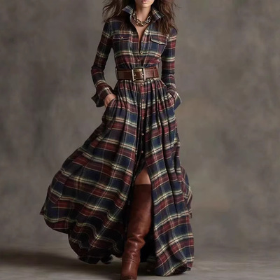 French Retro Plaid Slimming Irregular Female Design Sense Sk