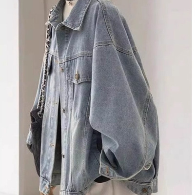 High-end Washed Light Blue Denim Jacket For Women 2026 Korea